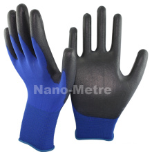 NMSAFETY 13 gauge knitted navy blue polyester liner coated black pu on palm gloves for light industry